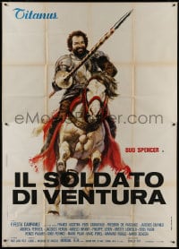 8b117 IL SOLDATO DI VENTURA Italian 2p 1976 art of soldier of fortune Bud Spencer on horseback!