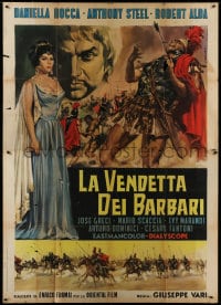 8b150 REVENGE OF THE BARBARIANS Italian 2p 1960 Casaro art of Anthony Steel & Daniella Rocca!