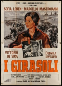 8b158 SUNFLOWER Italian 2p 1970 De Sica's I Girasoli, Mastroianni, Symeoni art of Sophia Loren!