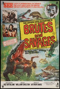 8c702 BRUTES & SAVAGES Aust 1sh 1977 wild art of native eaten by huge crocodile and more!