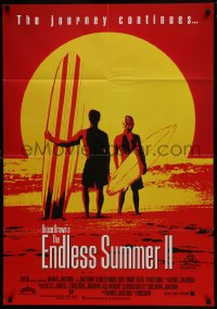 8c720 ENDLESS SUMMER 2 Aust 1sh 1994 great image of surfers with boards on the beach at sunset!