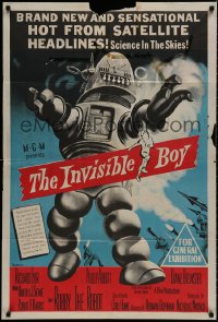8c733 INVISIBLE BOY Aust 1sh 1957 Robby the Robot, monster who would destroy the world, ultra-rare!