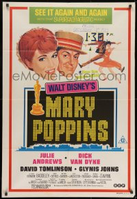 8c742 MARY POPPINS Aust 1sh R1970s Julie Andrews & Dick Van Dyke in Walt Disney's classic!