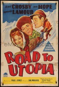 8c752 ROAD TO UTOPIA Aust 1sh 1946 Bob Hope, sexy Dorothy Lamour, Bing Crosby, different art!