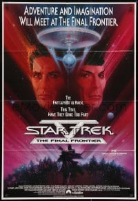 8c757 STAR TREK V Aust 1sh 1989 The Final Frontier, art of William Shatner & Nimoy by Bob Peak!