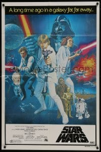 8c758 STAR WARS Aust 1sh 1977 George Lucas classic sci-fi epic, great art by Tom Chantrell!