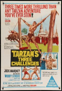 8c760 TARZAN'S THREE CHALLENGES Aust 1sh 1963 Edgar Rice Burroughs, artwork of bound Jock Mahoney!