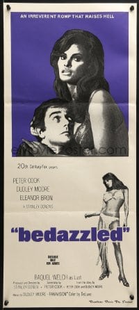 8c794 BEDAZZLED Aust daybill 1968 classic fantasy, Dudley Moore stares at sexy Raquel Welch!