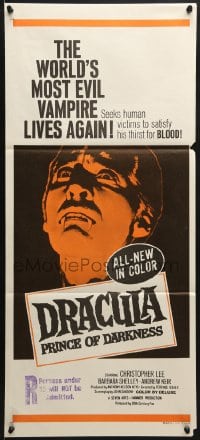 8c829 DRACULA PRINCE OF DARKNESS Aust daybill 1970s artwork of most evil vampire Christopher Lee!