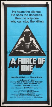 8c840 FORCE OF ONE Aust daybill 1981 Chuck Norris is so bad he hears silence & sees darkness!
