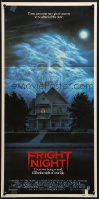 8c844 FRIGHT NIGHT Aust daybill 1985 Sarandon, McDowall, best classic horror art by Peter Mueller!