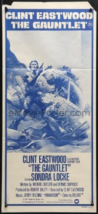 8c850 GAUNTLET Aust daybill 1977 great art of Clint Eastwood & Sondra Locke by Frank Frazetta!