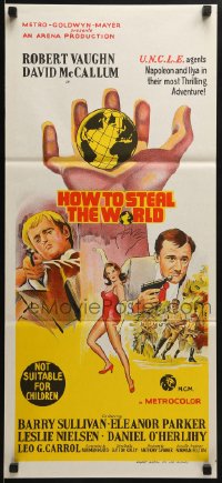 8c864 HOW TO STEAL THE WORLD Aust daybill 1968 Robert Vaughn is The Man from UNCLE, different art!