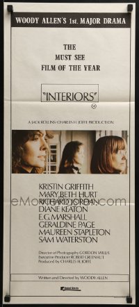 8c869 INTERIORS Aust daybill 1978 Diane Keaton, Mary Beth Hurt, E.G. Marshall, Woody Allen!