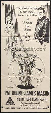 8c873 JOURNEY TO THE CENTER OF THE EARTH Aust daybill R1960s Jules Verne, different art!