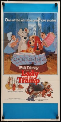 8c882 LADY & THE TRAMP Aust daybill R1980 Walt Disney romantic canine dog classic cartoon!