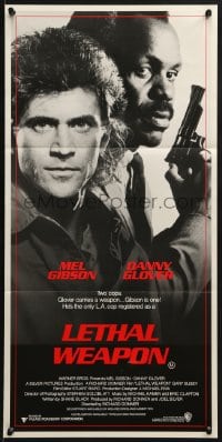 8c885 LETHAL WEAPON Aust daybill 1987 great close image of cop partners Mel Gibson & Danny Glover!