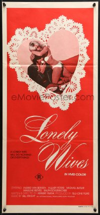 8c889 LONELY WIVES Aust daybill 1973 German sexploitation, what makes them do it, they need action!