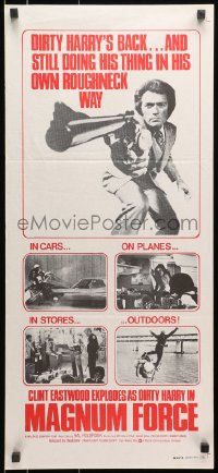 8c896 MAGNUM FORCE Aust daybill 1973 image of Clint Eastwood is Dirty Harry pointing his huge gun!
