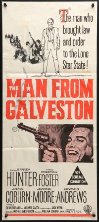 8c898 MAN FROM GALVESTON Aust daybill 1964 Conrad, Jeff Hunter brings law & order to Texas!