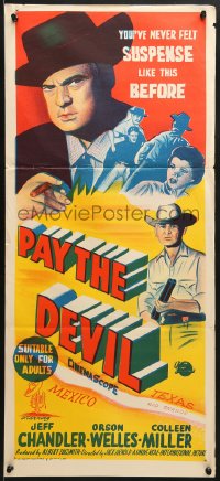8c900 MAN IN THE SHADOW Aust daybill 1958 Jeff Chandler, Orson Welles & Colleen Miller in a lawless land!