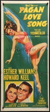 8c913 PAGAN LOVE SONG Aust daybill 1951 art of sexy Esther Williams swimming!