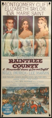8c921 RAINTREE COUNTY Aust daybill 1958 art of Montgomery Clift, Elizabeth Taylor & Eva Marie Saint!