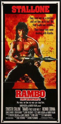 8c922 RAMBO FIRST BLOOD PART II Aust daybill 1985 no man, no law, no war can stop Stallone!