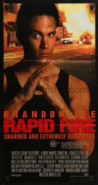 8c923 RAPID FIRE Aust daybill 1992 Powers Boothe, Nick Mancuso, great image of Brandon Lee!