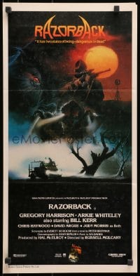 8c924 RAZORBACK Aust daybill 1984 Australian horror, cool artwork by Brian Clinton!