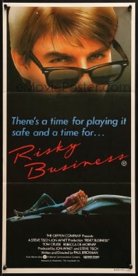8c928 RISKY BUSINESS Aust daybill 1983 classic close up artwork image of Tom Cruise in cool shades!