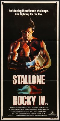 8c932 ROCKY IV Aust daybill 1985 great image of heavyweight boxing champ Sylvester Stallone!