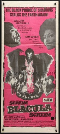 8c938 SCREAM BLACULA SCREAM Aust daybill 1973 image of black vampire William Marshall & Pam Grier!