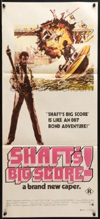 8c940 SHAFT'S BIG SCORE Aust daybill 1972 great art of mean Richard Roundtree with big gun by Solie