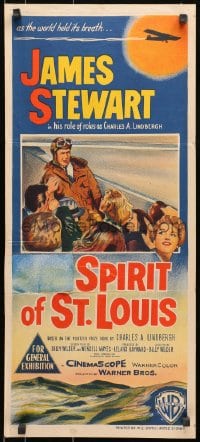 8c946 SPIRIT OF ST. LOUIS Aust daybill 1958 James Stewart as aviator Charles Lindbergh, Billy Wilder!