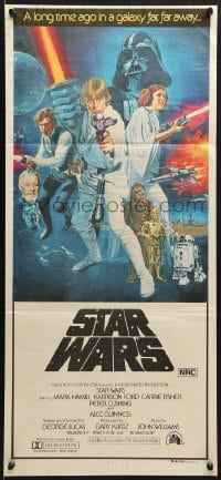 8c953 STAR WARS Aust daybill 1977 George Lucas sci-fi epic, classic art by Tom William Chantrell!