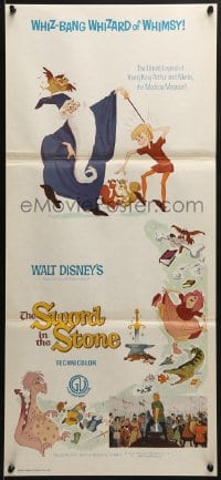 8c963 SWORD IN THE STONE Aust daybill R1970s Disney's cartoon story of young King Arthur & Merlin!