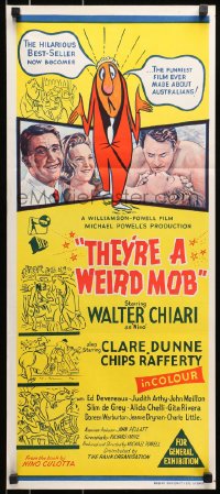 8c970 THEY'RE A WEIRD MOB Aust daybill 1966 Powell & Pressburger directed immigrant comedy!