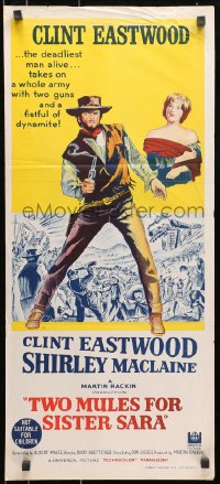8c978 TWO MULES FOR SISTER SARA Aust daybill 1970 gunslinger Clint Eastwood & Shirley MacLaine!