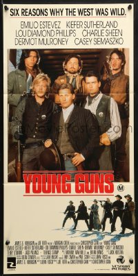 8c998 YOUNG GUNS Aust daybill 1988 Emilio Estevez, Charlie Sheen, Kiefer Sutherland, Phillips!