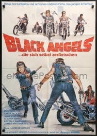 8c550 BLACK ANGELS German R1977 God forgives, but these crazed bikers don't, cool motorcycle art!