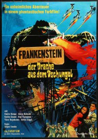 8c591 GAMERA VS. BARUGON German 1967 rubbery monsters fight to the death, cool Hoff artwork!
