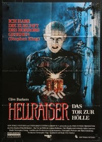 8c602 HELLRAISER German 1987 Clive Barker horror, image of Pinhead, he'll tear your soul apart!