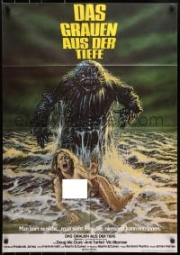 8c611 HUMANOIDS FROM THE DEEP German 1980 art monster over sexy topless girl on beach!
