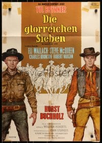 8c625 MAGNIFICENT SEVEN German R1970 Yul Brynner, Steve McQueen, John Sturges' 7 Samurai western!