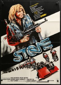 8c661 STONE German 1981 cool artwork of lots of guys on motorcycles, machine gun, take the trip!
