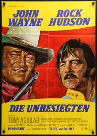8c676 UNDEFEATED German 1969 great Civil War cast portrait with John Wayne & Rock Hudson!