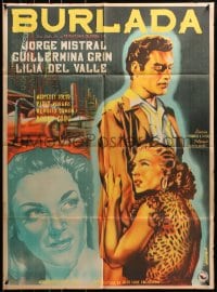 8c332 BURLADA Mexican poster 1951 romantic artwork of top stars by Juan Antonio Vargas Ocampo!