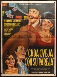 8c333 CADA OVEJA CON SU PAREJA Mexican poster 1965 great art, birds of a feather flock together!
