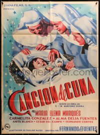 8c334 CANCION DE CUNA Mexican poster 1953 artwork of three nuns with baby by Josep Renau!